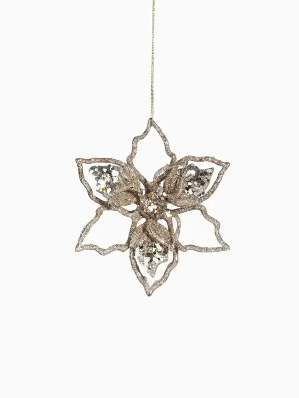 Ёлочная игрушка &laquo;Зимнее волшебство. Сияющая глазурь - цветок&raquo; пластик, 12.5&times;12.5 см, золото