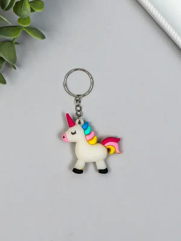 Брелок для ключей на кольце &laquo;Единорог с радугой на гриве&raquo;, резина, 5&times;5.3&times;1.3 см