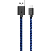 Кабель USB PERO DC-04 Type-C, 3А, 2м, Blue-black (Fast Charge)