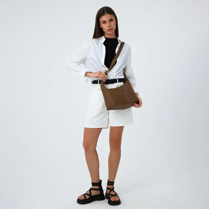 Сумка женская багет на молнии, 32&times;13&times;17 см, светло-коричневая