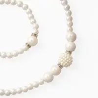 Набор 3 предмета: серьги, колье, браслет &laquo;Жемчуг&raquo;, элегантный, белый в серебре