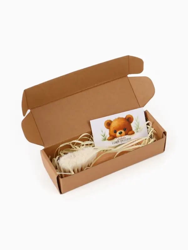 Деревянная расческа, детская, с натуральной щетиной, 1 шт в коробке, M&B Деревянная расческа, детская, с натуральной щетиной, 1 шт в коробке, M&B