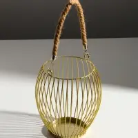 Подсвечник металл на 1 свечу &laquo;Корзина&raquo;, d=10 см, бронза, 15&times;15&times;17 см