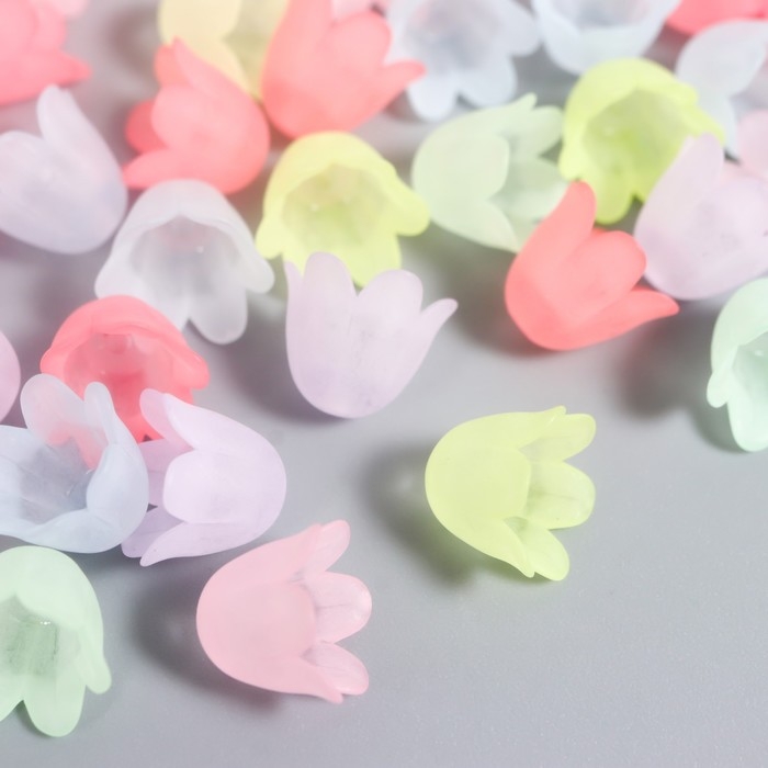 Бусины для творчества пластик Бусины для творчества пластик "Цветок ландыша пастель" набор 80 шт полупрозр. 1,1х1,1х0,9 см