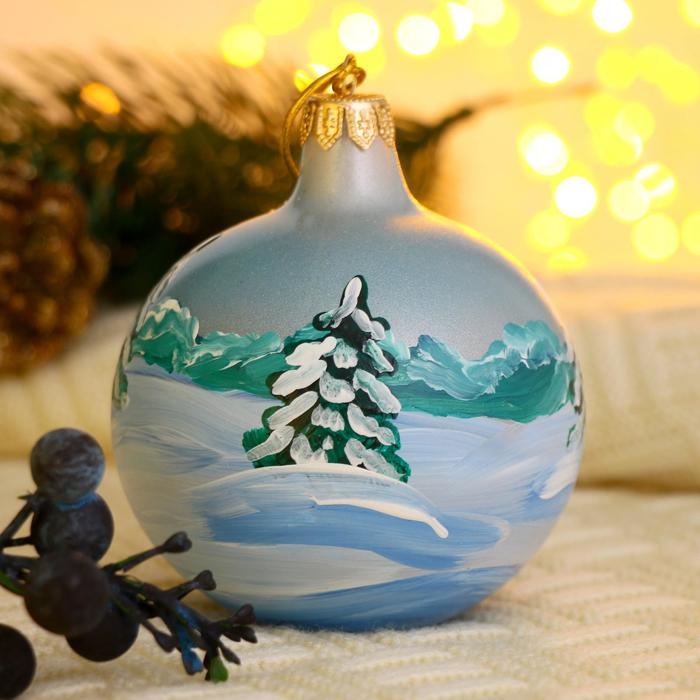 Ёлочный шар d-8 см Ёлочный шар d-8 см "Зимняя деревушка" ручная роспись, микс