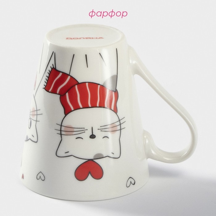 Кружка Доляна «Котики», 320 мл, фарфор, цвет белый