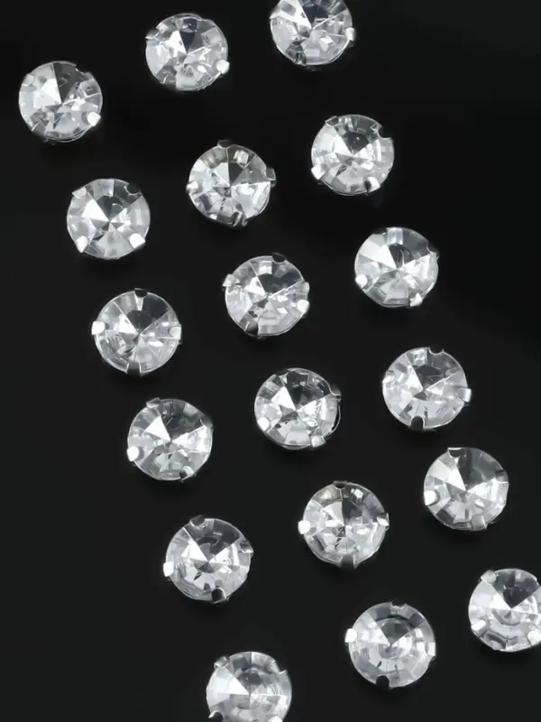 Стразы пришивные «Шатон», круглые, в цапах, d=10 мм, 20 шт., белые