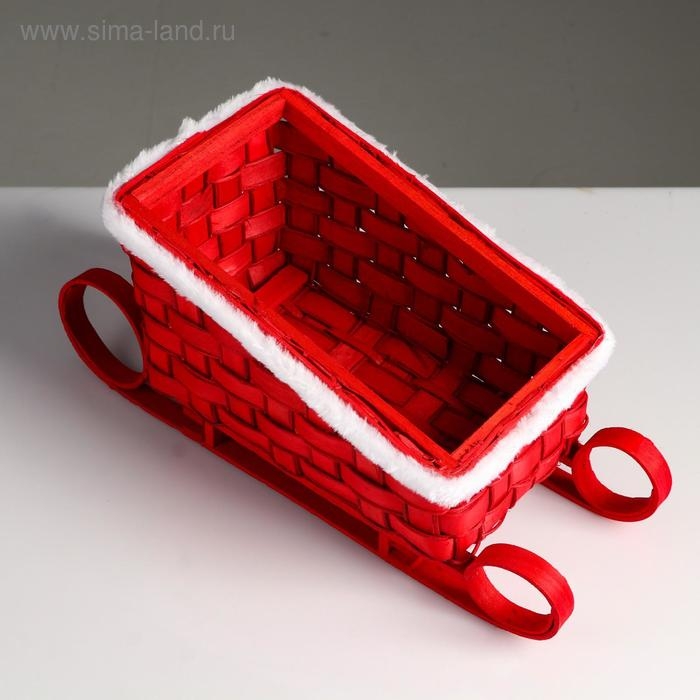 Кашпо «Сани», красное, 23×13,5×10,5/16,5 см, шпон Кашпо «Сани», красное, 23×13,5×10,5/16,5 см, шпон