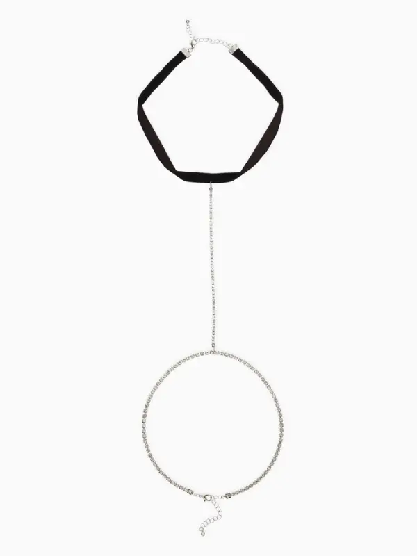 Цепочка на бедро бодичейн со стразами, цвет белый в серебре Цепочка на бедро бодичейн со стразами, цвет белый в серебре