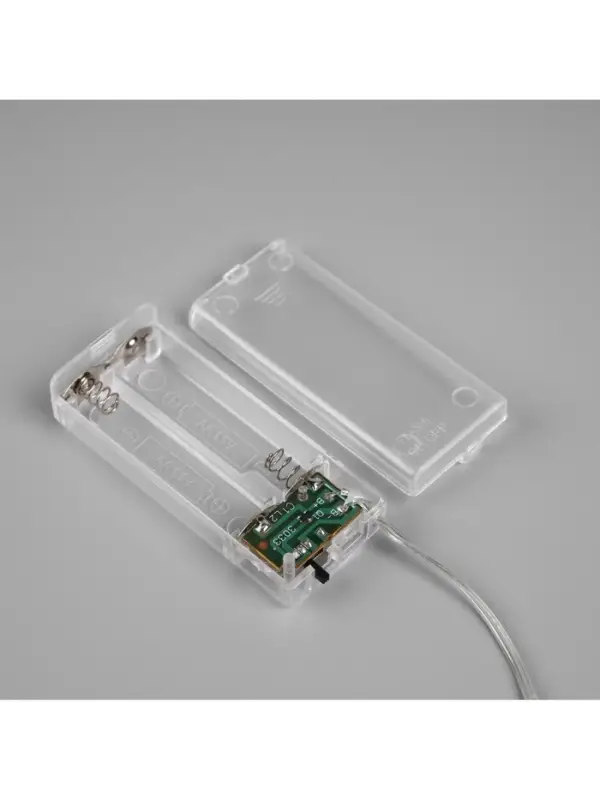 Гирлянда &laquo;Нить&raquo; 2 м, роса с насадками &laquo;Снежная ёлочка&raquo;, IP20, серебристая нить, 20 LED, 2 режима, от батареек АА&times;2, свечение тёплое белое