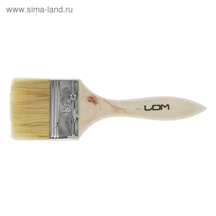 Кисть плоская ЛОМ, натуральная щетина, деревянная рукоятка, 2.5 Кисть плоская ЛОМ, натуральная щетина, деревянная рукоятка, 2.5", 63 мм