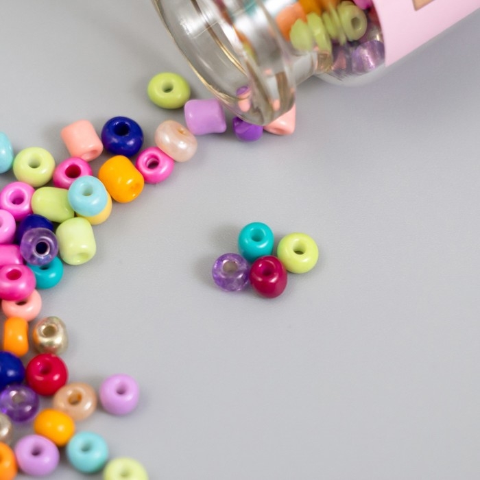 Бисер круглый 6/0 в бутылочке  Бисер круглый 6/0 в бутылочке "Разноцветный" 2х20 гр набор 2 шт