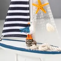 Сувенир дерево "Парусник с чайкой" бело-синий 16,5х4,5х27,5 см