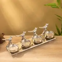 Подсвечник на 4 свечи "Птенцы" алюминий 32,5х9х7 см