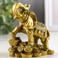 Нэцкэ фигурка &laquo;Слон с монетами&raquo;, полистоун, под бронзу, 8.5&times;8 см