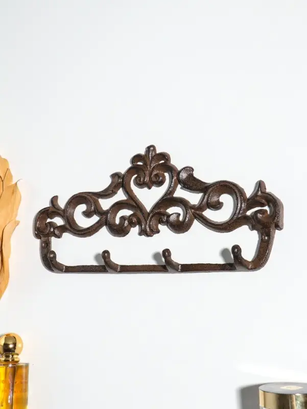 Крючки настенные &laquo;Сердце с узорами&raquo;, ключница декоративная, чугун, 31&times;15&times;3.4 см