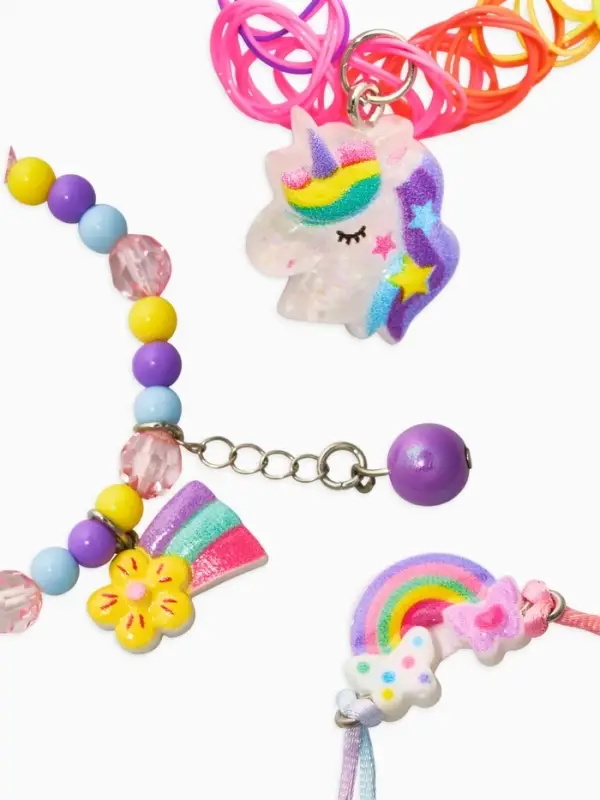 Браслет детский набор 3 шт. "Выбражулька" радуга, подвеска с бусиной, разноцветный