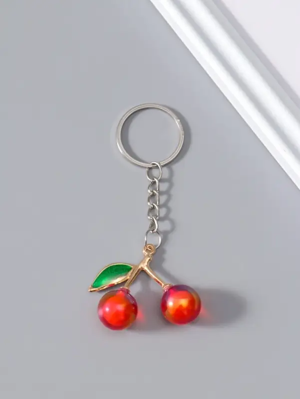 Брелок пластик "Вишенки с листьями" МИКС 4х4х1,5 см