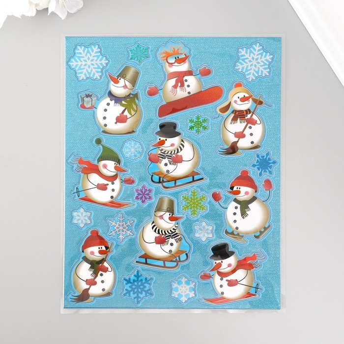 Наклейка пластик Наклейка пластик "Активный снеговик" 24,5х19,5 см