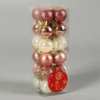 Ёлочные шары &laquo;Мелодия&raquo; грани блеск, d=3 см, набор 24 шт., белый/розовое золото