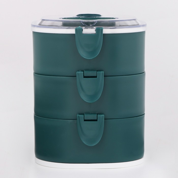 Ланч бокс с отделениями большие, контейнер для еды "Антрима", 2.1 л, с приборами, 3 уровня, 17 х 15