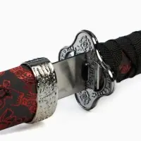 Макет оружия &laquo;Сувенирные катаны на подставке 3в1. Драконы красные на чёрном&raquo;, ножны ткань, 47 см; 70 см; 89 см