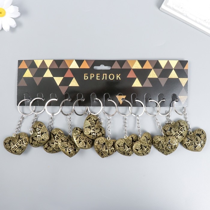 Брелок металл "Сердце с розами - Forever" 4х3 см