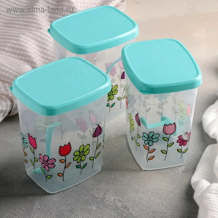 Набор банок для сыпучих «Клумба», 500 мл, 3 шт, цвет МИКС Набор банок для сыпучих «Клумба», 500 мл, 3 шт, цвет МИКС