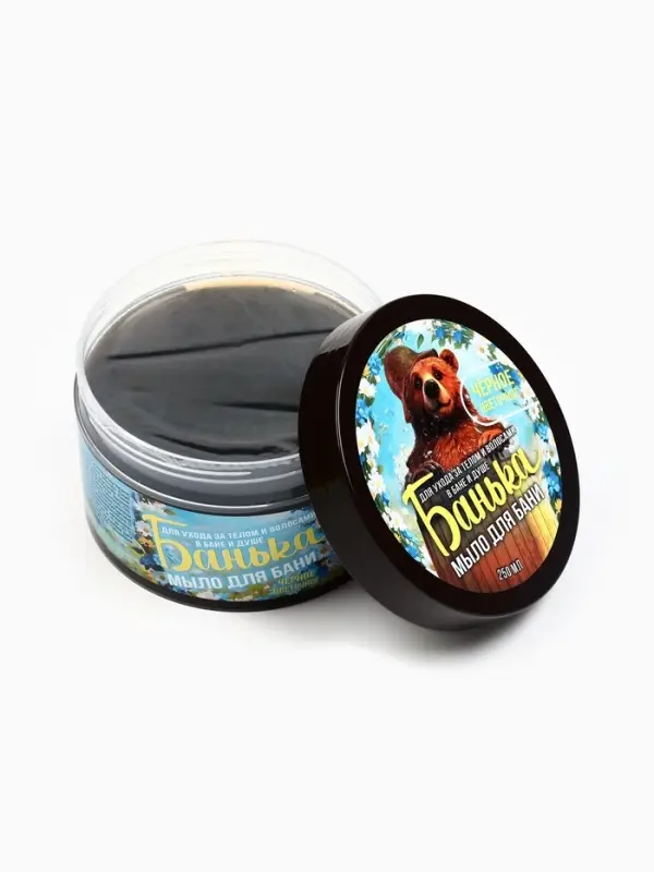 Мыло для бани густое &laquo;Банька&raquo; черное цветочное, 250 мл