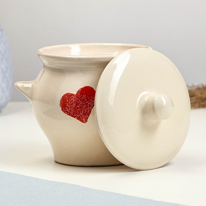 Горшок керамический для запекания №6, 0,65л / 12х12см, валентинка Горшок керамический для запекания №6, 0,65л / 12х12см, валентинка