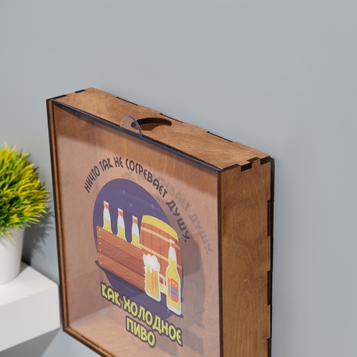 Копилка для пивных крышек Копилка для пивных крышек "Холодное пиво" 24,5х23х5 см