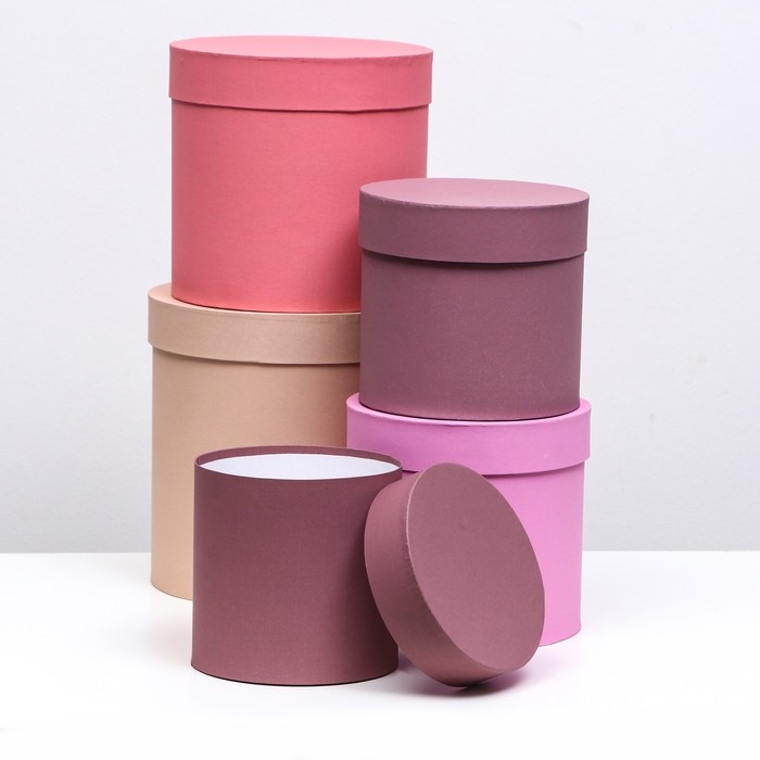 Набор шляпных коробок 5 в 1 Набор шляпных коробок 5 в 1" Кофейный" , 23 х23 - 15 х 15 см