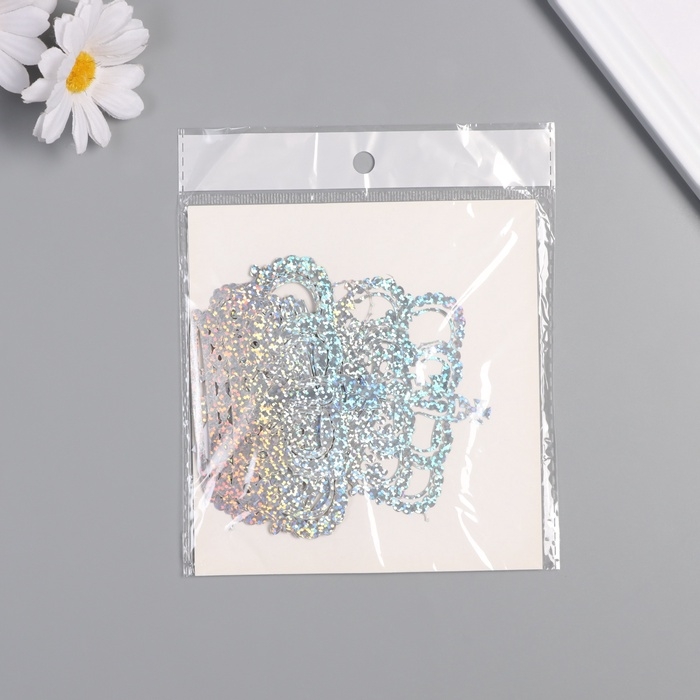 Наклейка бумага, пластик "Корона императора" голография серебро набор 12 шт 3 размера