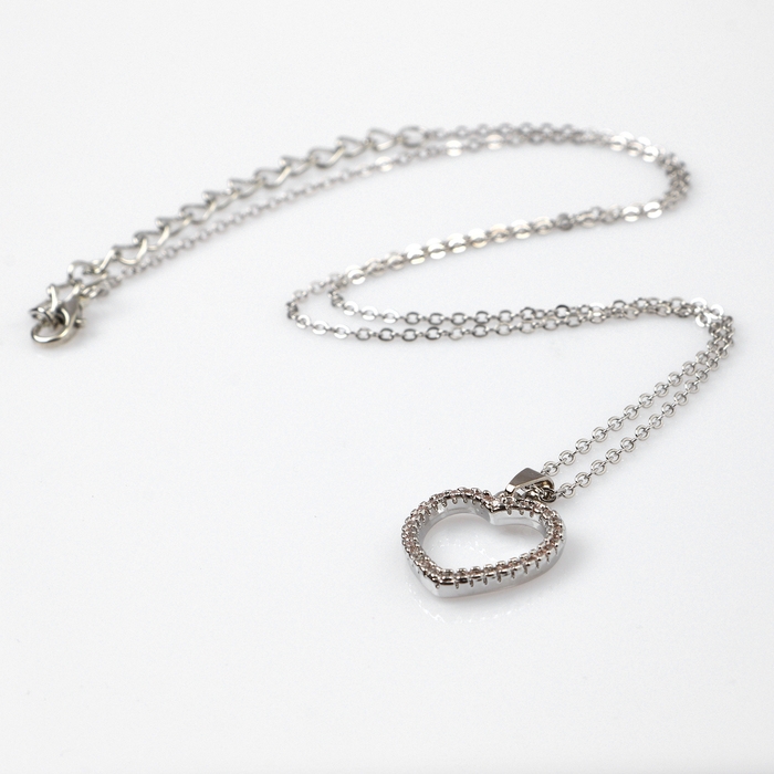 Кулон «Подари счастье» циркон, сердце, белый в серебре, 45 см Кулон «Подари счастье» циркон, сердце, белый в серебре, 45 см