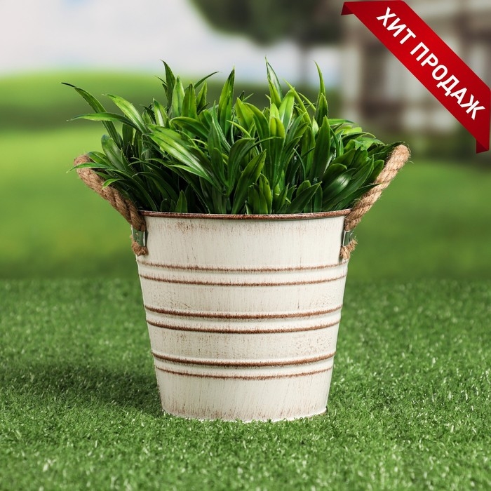 Кашпо  Кашпо "Ведерко полоски" МИКС, 13х13х12см