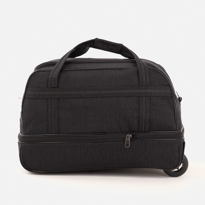 Сумка дорожная на колёсах, отдел на молнии, с увеличением, наружный карман, цвет чёрный Сумка дорожная на колёсах, отдел на молнии, с увеличением, наружный карман, цвет чёрный