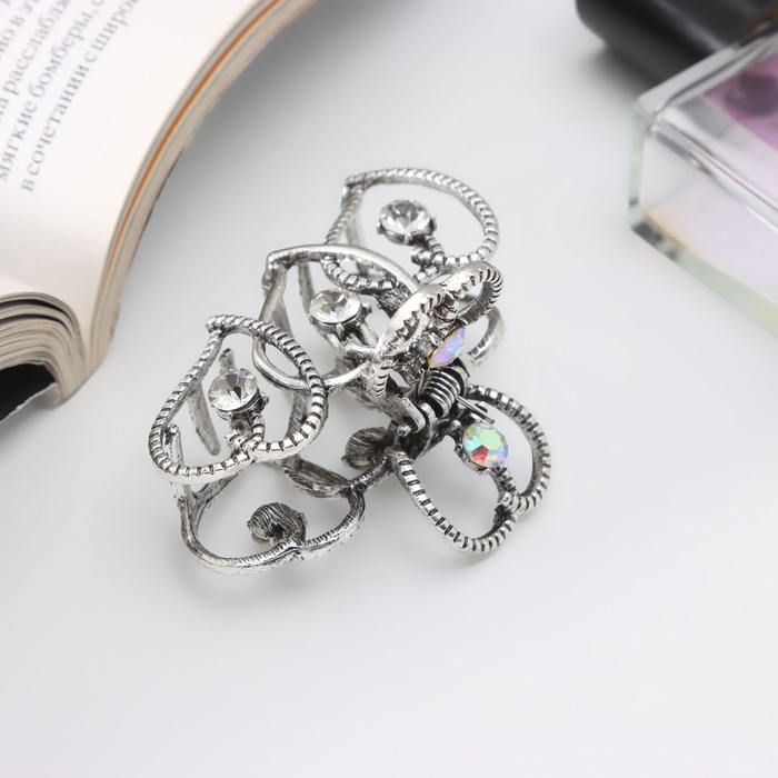 Краб для волос Краб для волос "Кэнди" сердца, 6 см, серебро