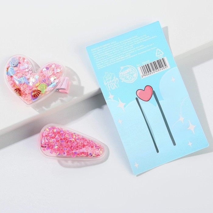 Заколки для волос «Украду твое сердечко», 2 шт. (шейкер) Заколки для волос «Украду твое сердечко», 2 шт. (шейкер)