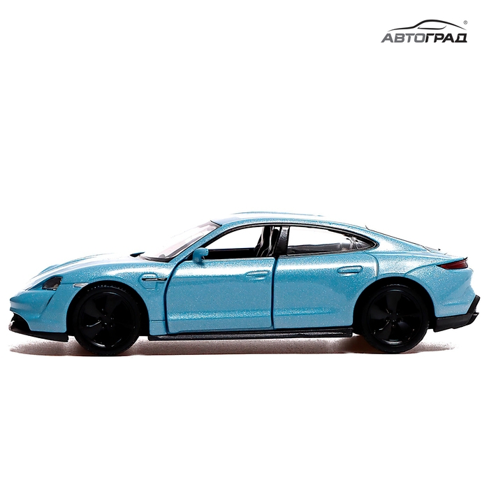 Машина металлическая PORSCHE TAYCAN TURBO S, 1:32, открываются двери, инерция, цвет голубой