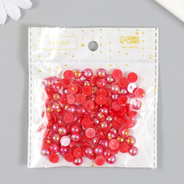 Декор для творчества пластик Декор для творчества пластик "Половинки бусин. Красная гамма" 20 гр 0,8х0,8 см