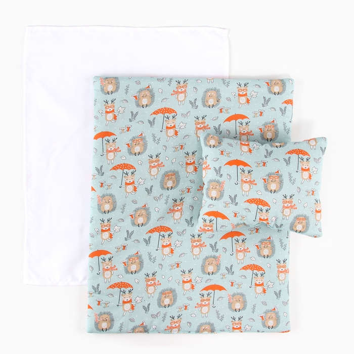Кукольное постельное «Олени, Ёжики», х/б: простынь, одеяло 46 × 36 см, подушка 23 × 17 см Кукольное постельное «Олени, Ёжики», х/б: простынь, одеяло 46 × 36 см, подушка 23 × 17 см