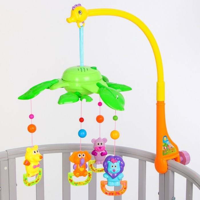 Мобиль музыкальный на кроватку «Музыкальные листья. Зверятки 2», на батарейках, Крошка Я Мобиль музыкальный на кроватку «Музыкальные листья. Зверятки 2», на батарейках, Крошка Я