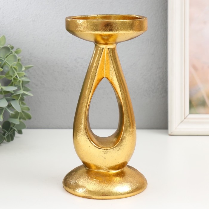 Подсвеник полистоун на 1 свечу  Подсвеник полистоун на 1 свечу "Капля" золото 10,5х10,5х20,5 см