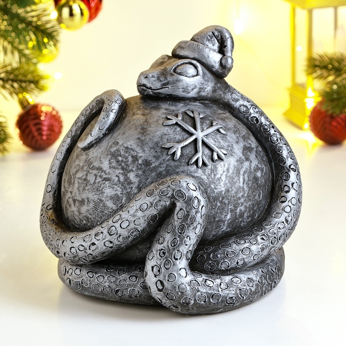 Новый год. Символ 2025. Копилка Новый год. Символ 2025. Копилка "Змея с шаром" 16х16х15см, серебро