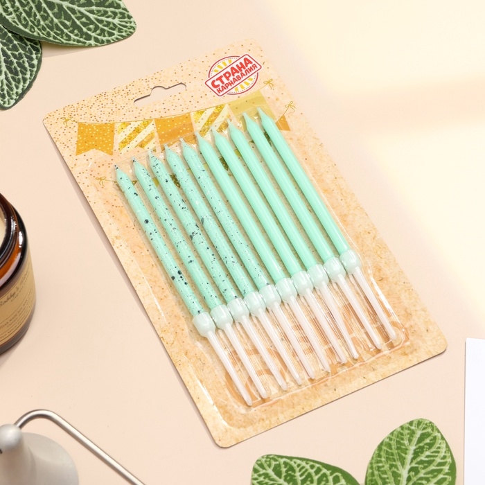 Свечи для торта Свечи для торта "Блестящая вечеринка", 10 шт, голубые