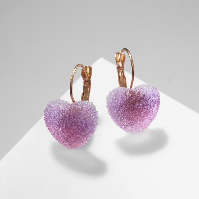 Серьги ассорти «Мармеладные сердечки» в сахаре, цвет МИКС Серьги ассорти «Мармеладные сердечки» в сахаре, цвет МИКС