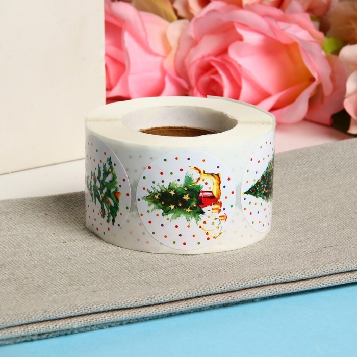 Новый год. Наклейки в рулоне Новый год. Наклейки в рулоне "Елочки", 500 шт, 3,8 х 3,8 см