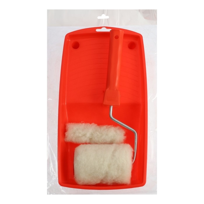 Набор малярный ЛОМ, валики натуральный мех, 100 мм, d=6 мм, D=48 мм + D=16 мм, ванночка 150 Набор малярный ЛОМ, валики натуральный мех, 100 мм, d=6 мм, D=48 мм + D=16 мм, ванночка 150