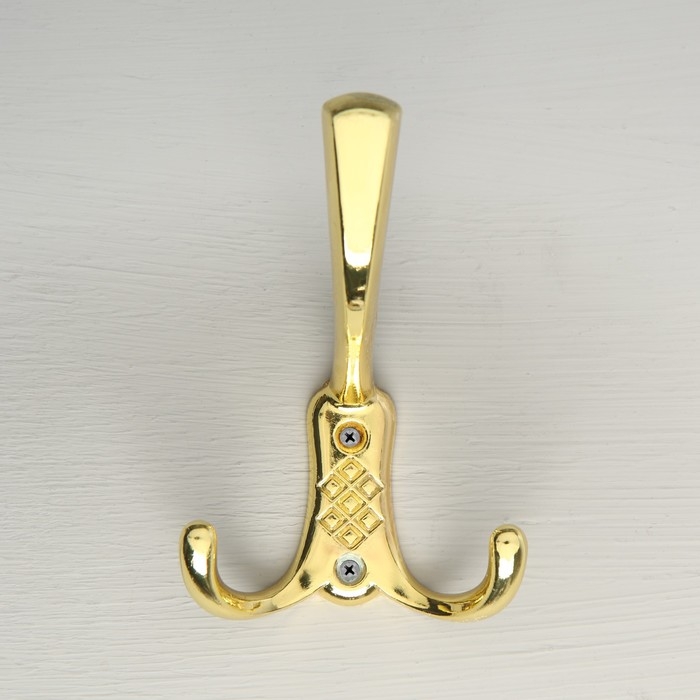 Крючок мебельный ТУНДРА TKT003, трехрожковый, золото Крючок мебельный ТУНДРА TKT003, трехрожковый, золото