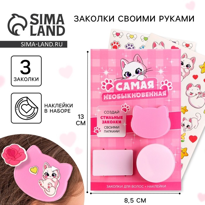 Заколки для волос «Самая необыкновенная» с наклейками, 8.5 х 13 см Заколки для волос «Самая необыкновенная» с наклейками, 8.5 х 13 см